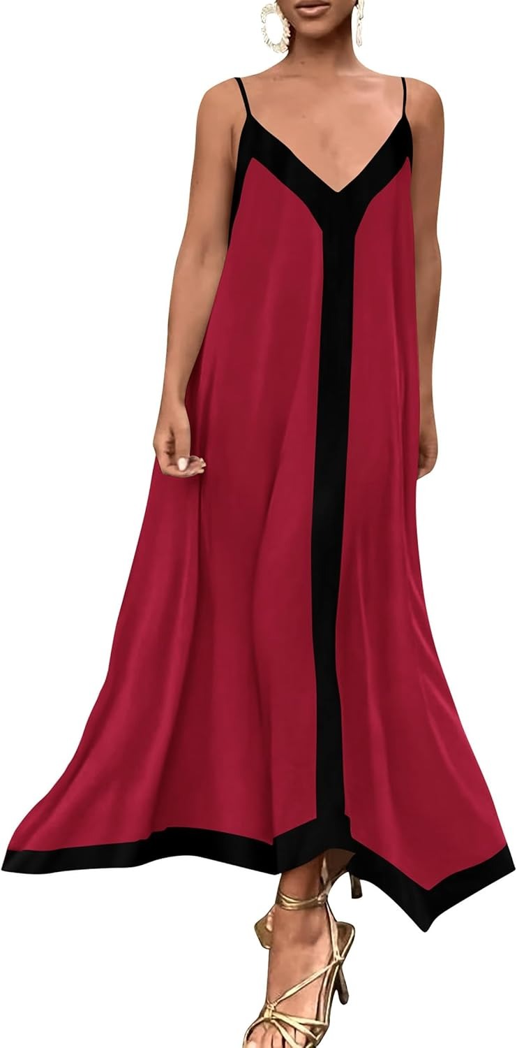 Flowy V-neck dress with spaghetti straps