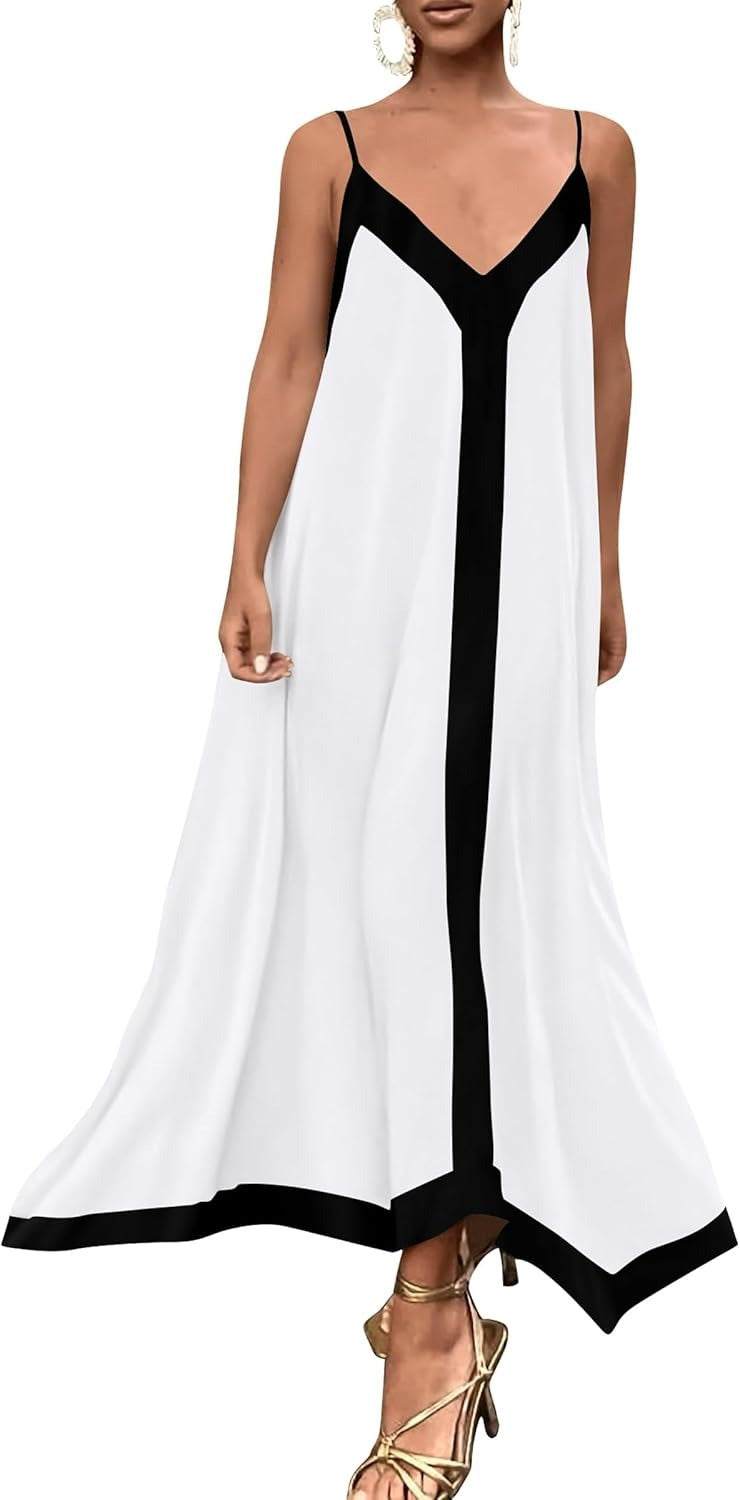 Flowy V-neck dress with spaghetti straps