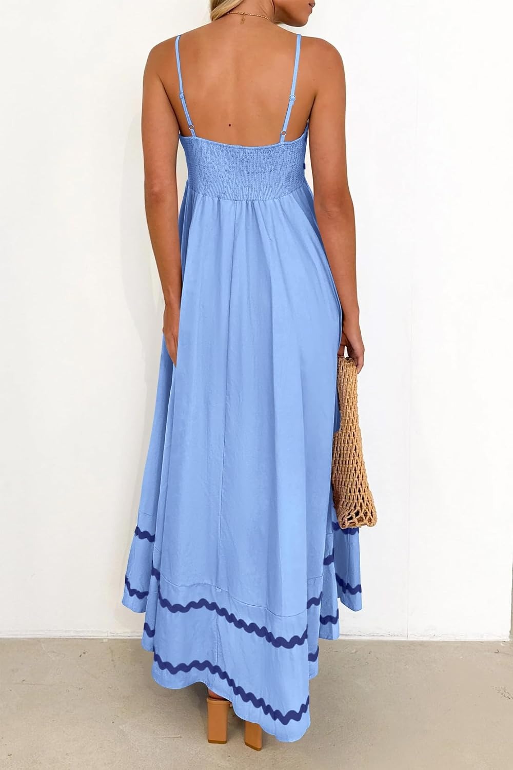 Light blue sleeveless casual maxi dress