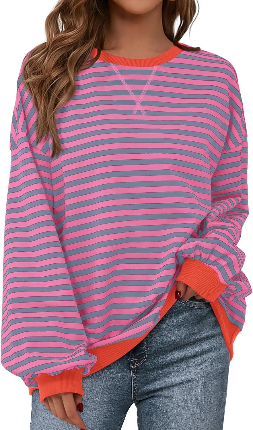 Loose-fit striped pullover