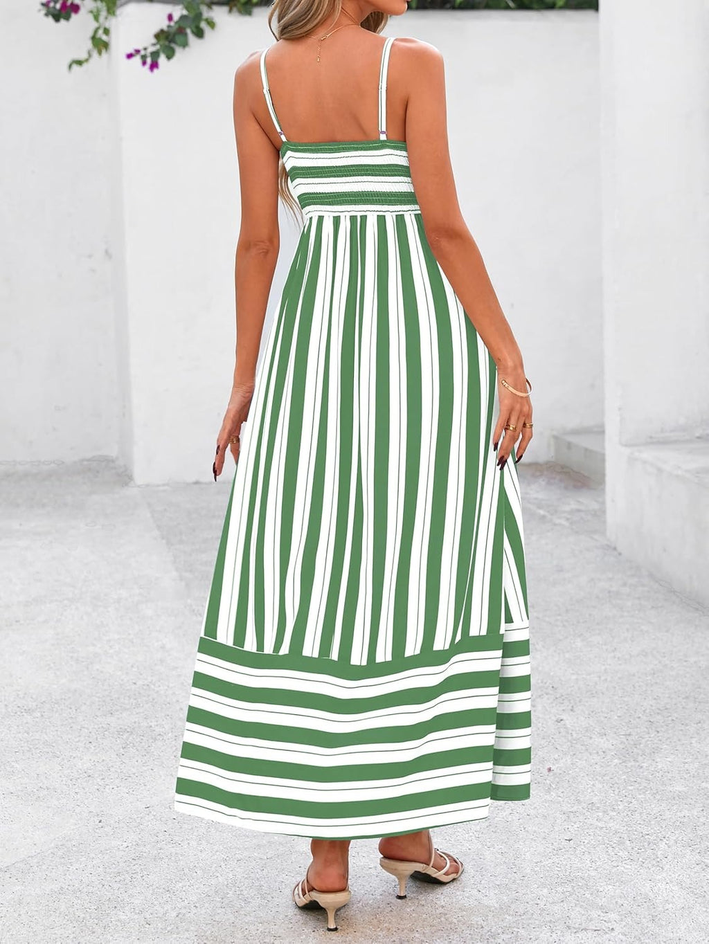 Miya-style printed striped maxi skirt