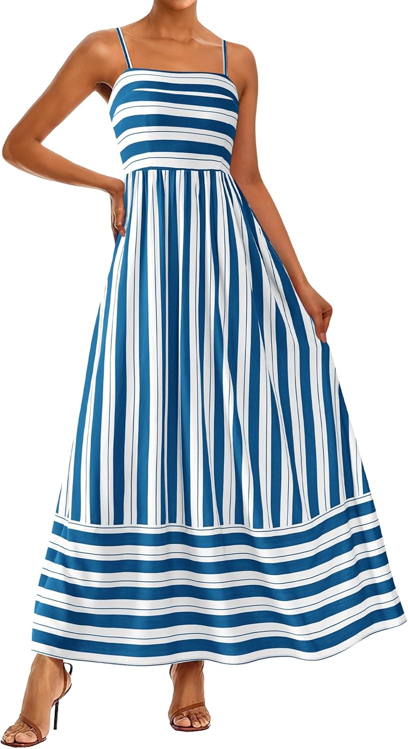 Miya-style printed striped maxi skirt