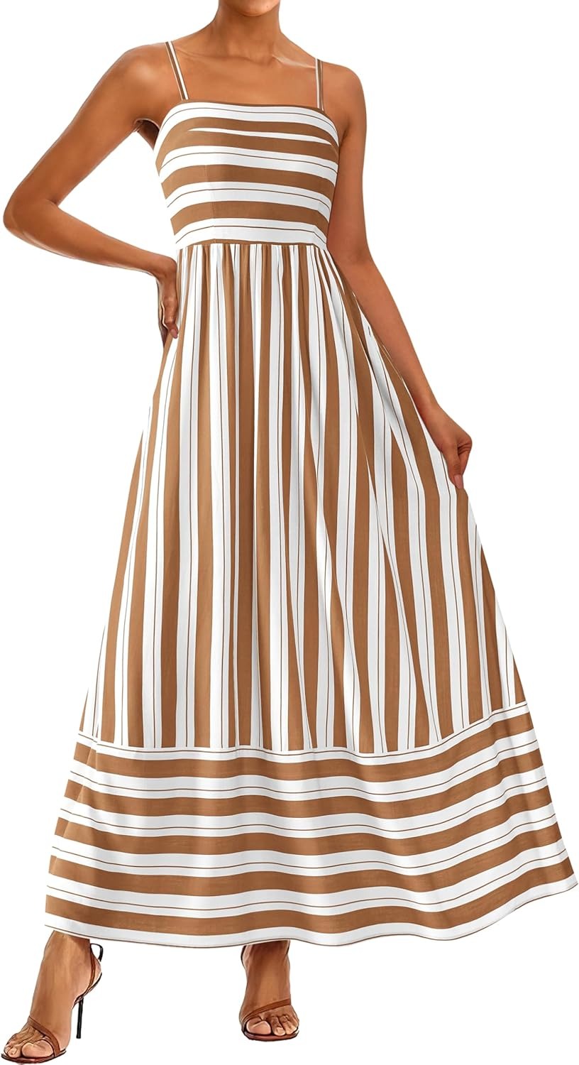 Miya-style printed striped maxi skirt