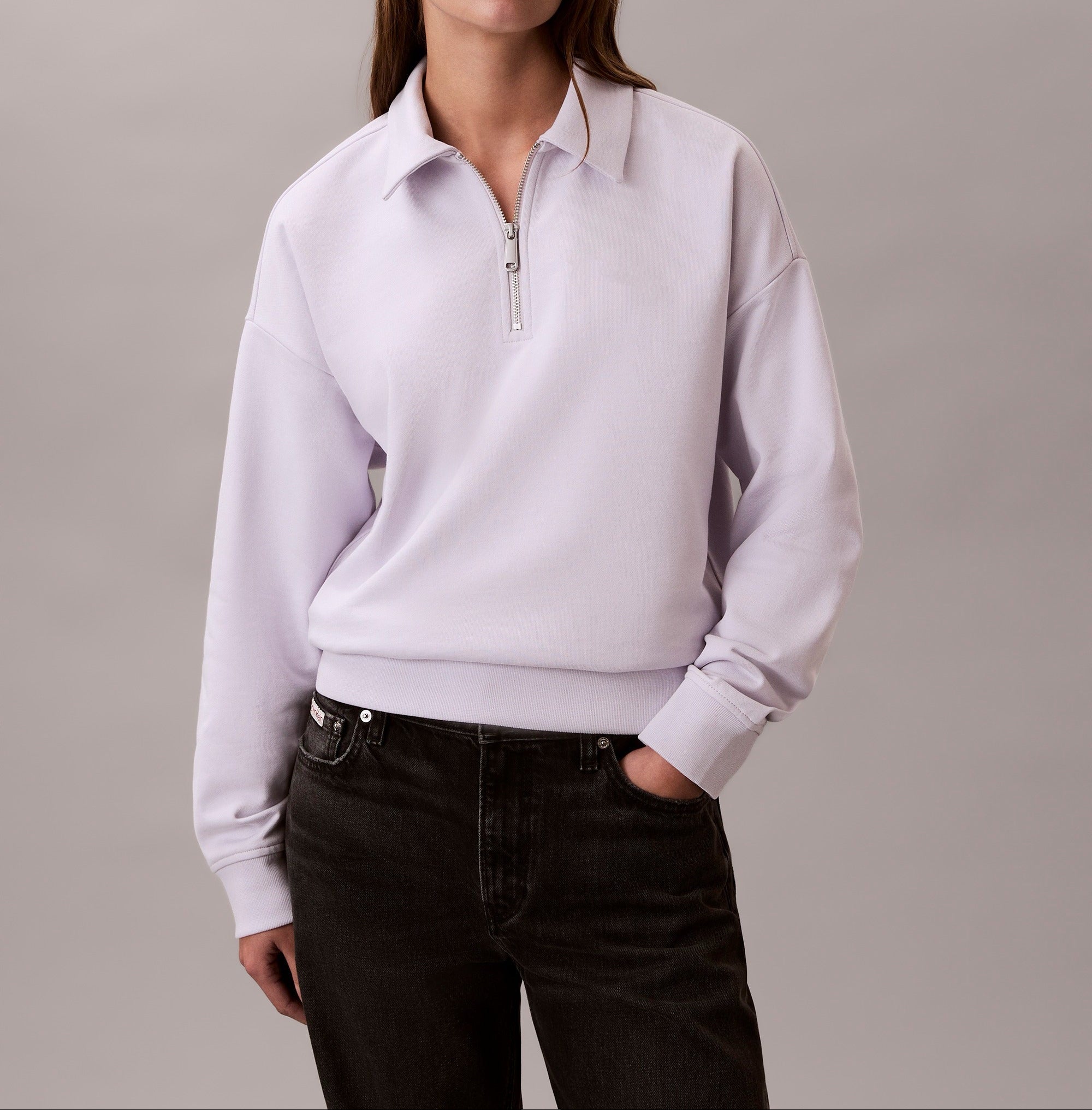 Oversized zip-collar sweatshirt
