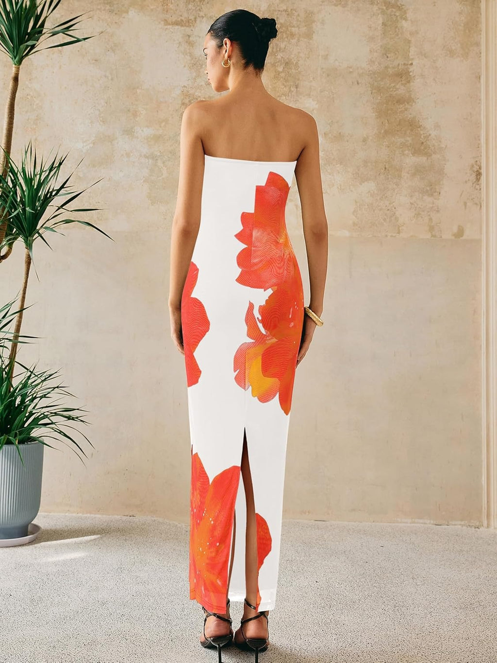 Sexy strapless floral gown