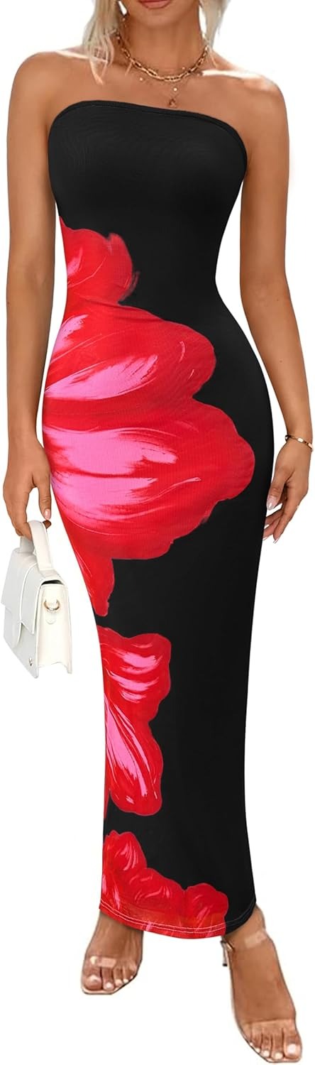 Sexy strapless floral gown
