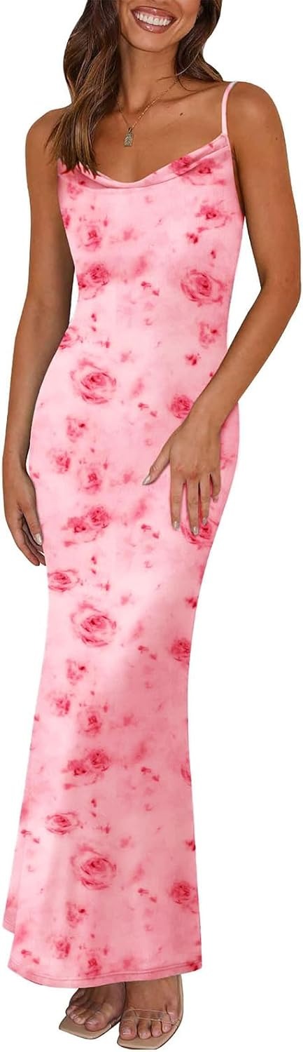 Stretchy, sexy, form-fitting backless maxi dress