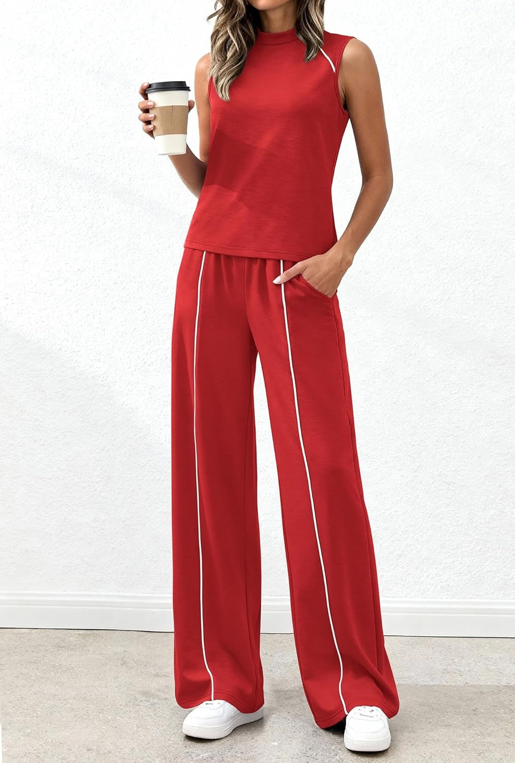 Wide-leg trouser casual set